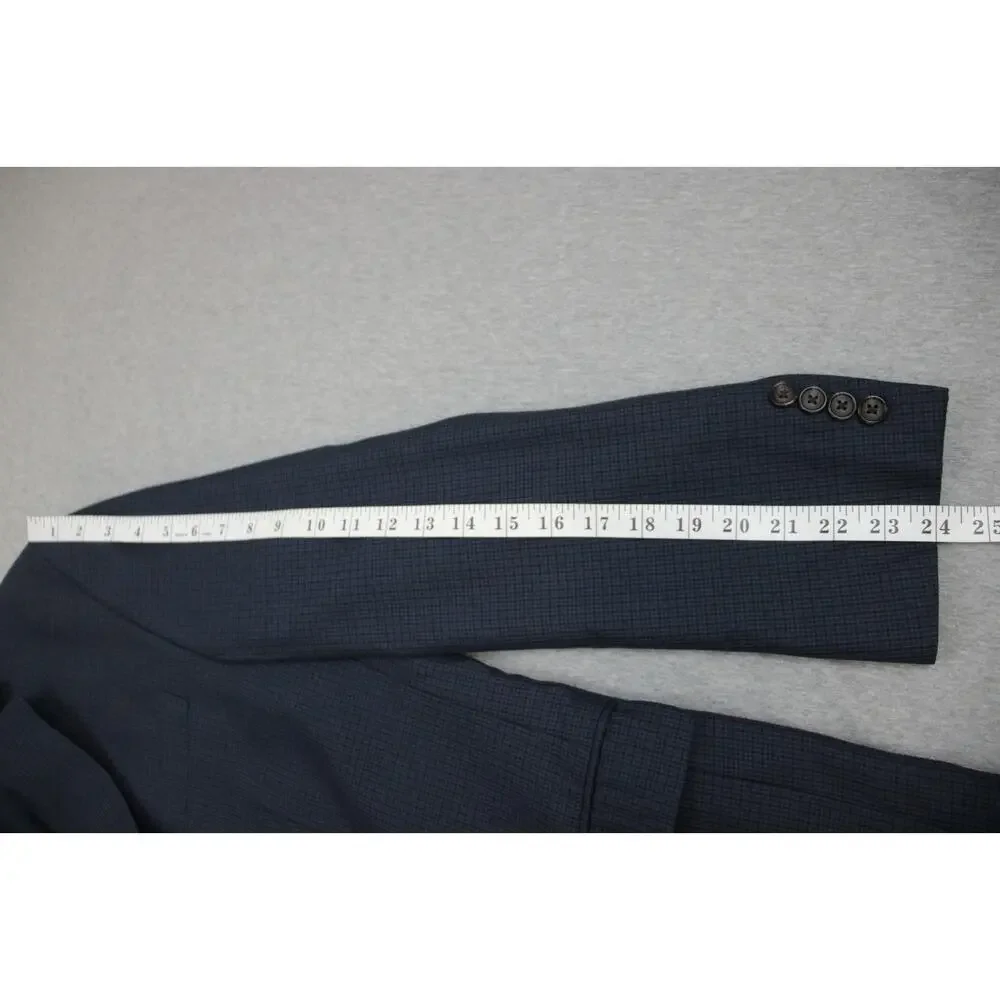 Lauren Ralph Lauren Blazer Mens Size 40R Navy Blue Check 2 Button‎ Notch Lapel